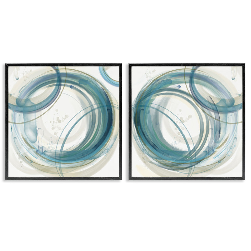Anneaux circulaires, ensemble de 2 giclées encadrées, design par Nan, H 12 po x l 24 po, Giclée encadrée noir minuit