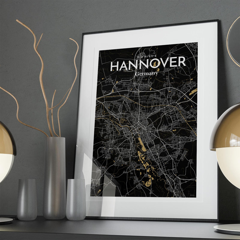 Hannover City Map In Luxe - No Frame Print, 36cm H x 24cm W x 0.05cm D