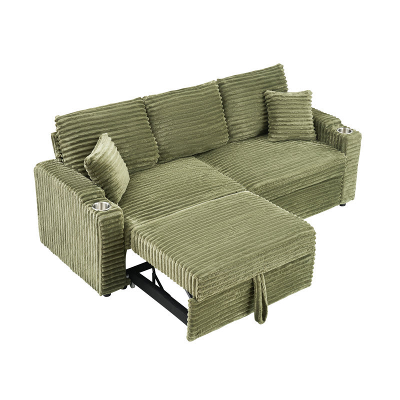 Canapé coulissant 80 po deux-en-un avec fonction d'inclinaison pliable et cachée, porte-gobelet et oreiller pour un salon polyvalent