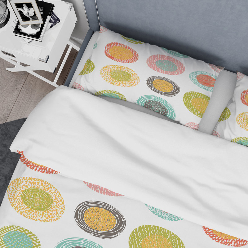 Ensemble de housse de couette en microfibre blanc / menthe / rouge 3 pièces