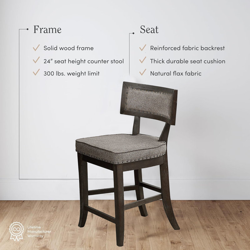 Upholstered Counter Stool with Solid Wood Frame, 4