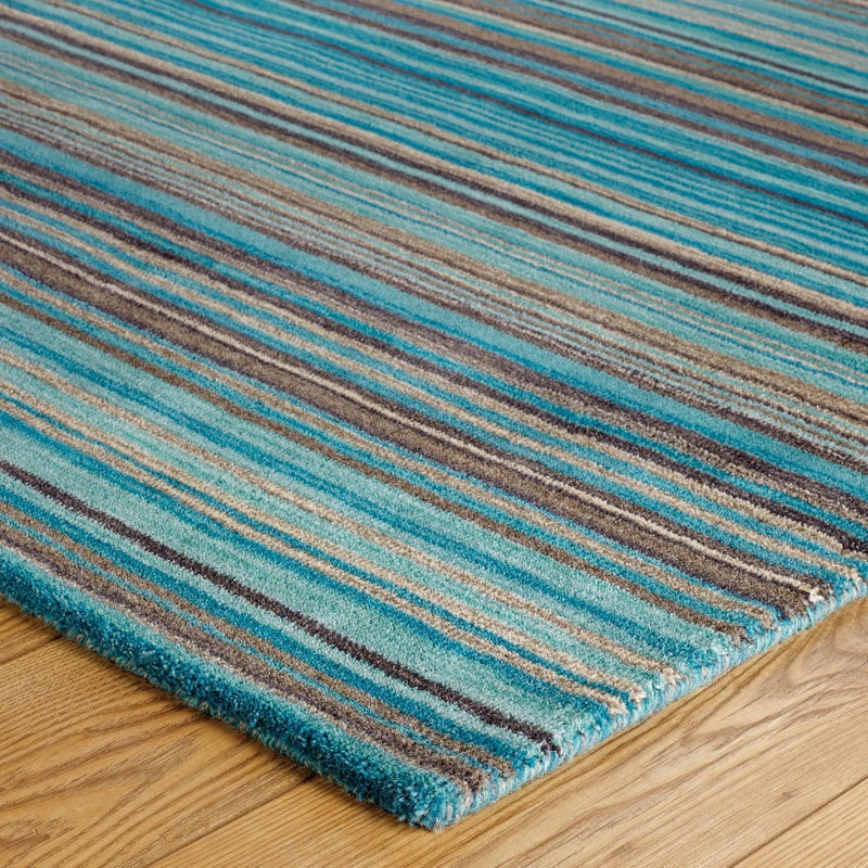 Abderdeen Striped Wool Hand Woven Area Rug, Runner 60 x 230cm