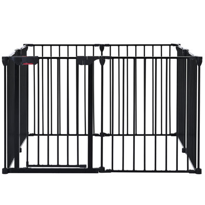8 Panels Metal House Play Yard Gate - 200" Adjustable Fence