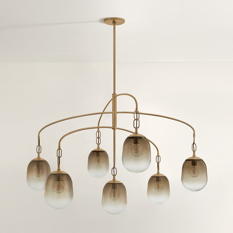 Lustre large en laiton patiné Troy Lighting, H 34,75 po x l 42 po x P 42 po, 7 lumières