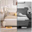 Cadre de lit, cadre de lit Boucle avec tête de lit réglable, lit plateforme tapissier moderne avec lattes de bois, coins arrondis doux, aucun sommier requis, silencieux, assemblage facile-129768435-129768434