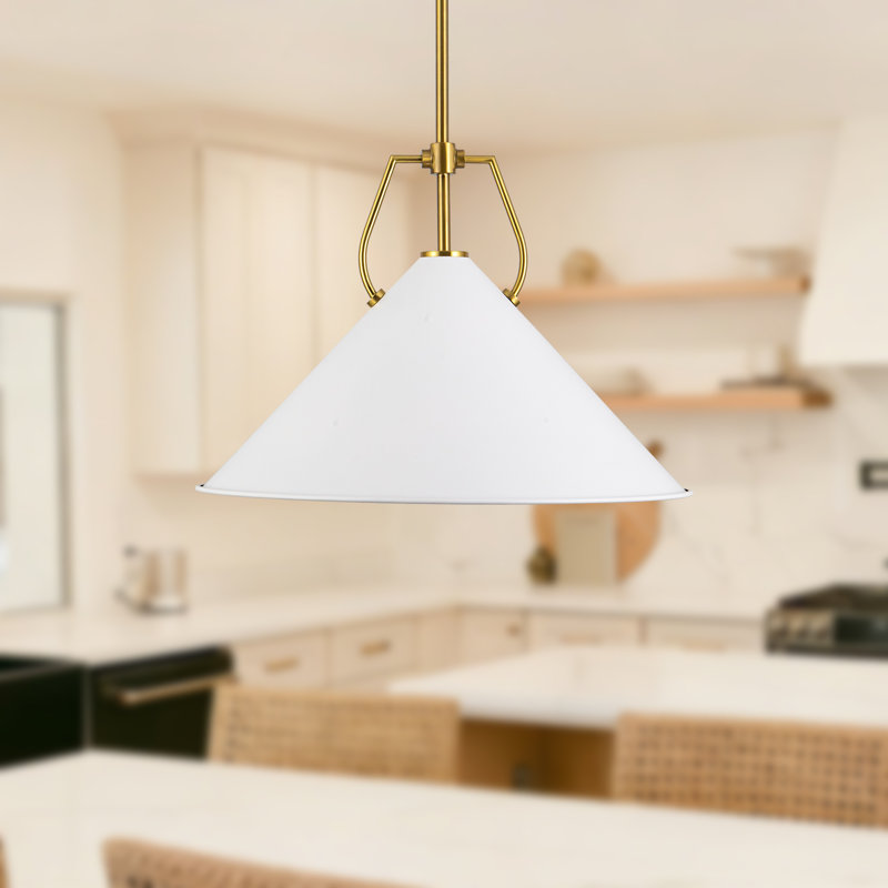 Luminaire suspendu 18 po avec abat-jour blanc, Blanc