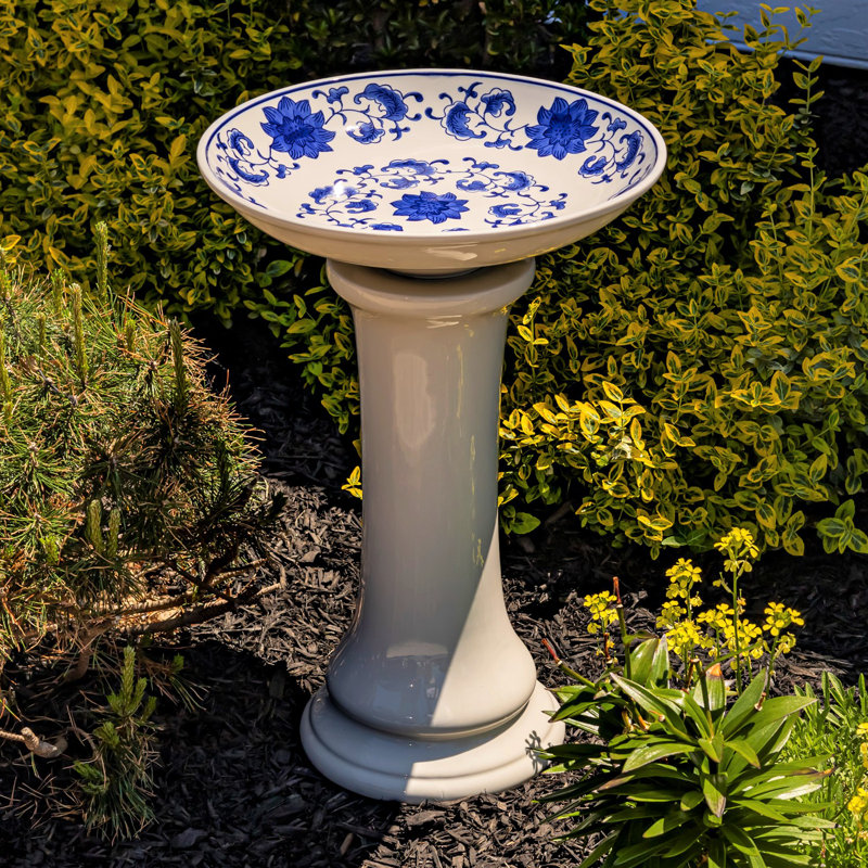 Ceramic Single Tier Birdbath