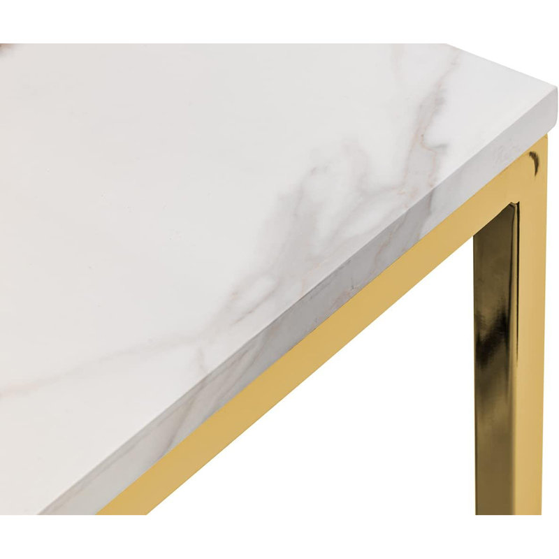 Eger 100cm Console Table, White Marble, Gold
