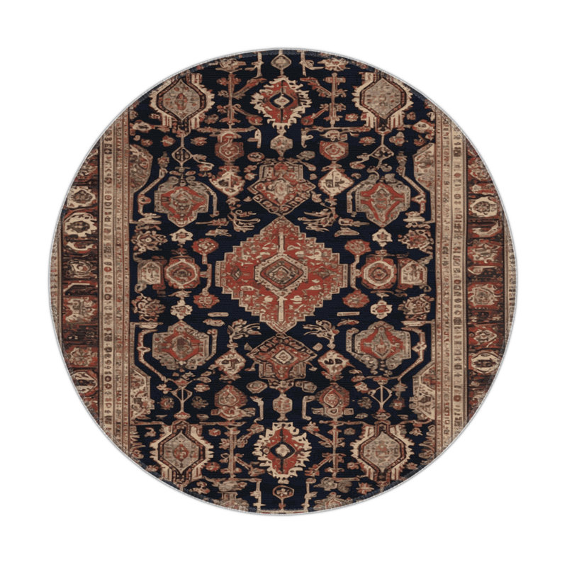 Persian Brown Indoor and Outdoor Area Rug, Round 5'