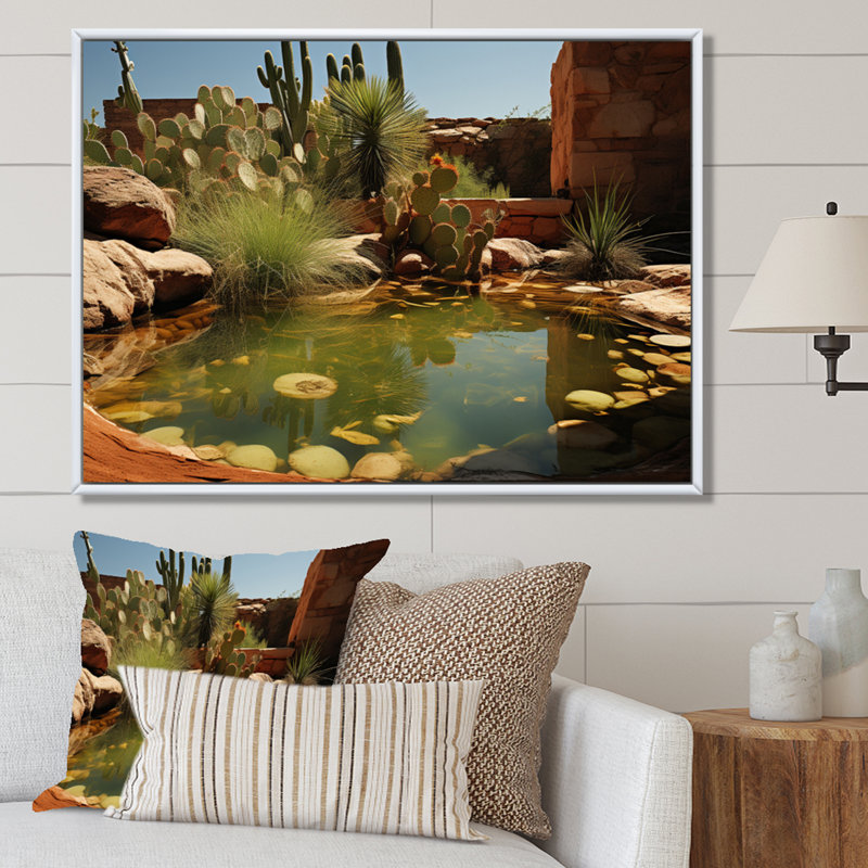 «Desert Oasis II», reproduction sur toile, H 12 po x l 20 po x P 1 po, Cadre flottant blanc