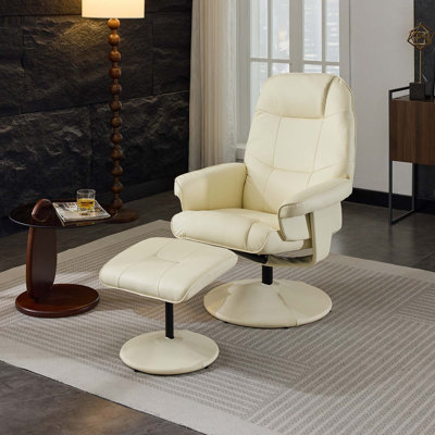 Fauteuil inclinable et pivotant à 360 ° en cuir de massage avec repose-pieds