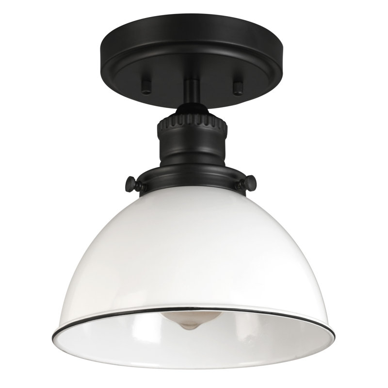Sumler Semi Flush Mount, Matte Black/White
