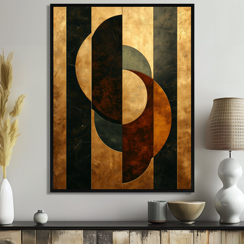 «Hughes Geometric Walnut Essential Forms II», reproduction d'art sur toile moderne, Noir, H 20 po x l 12 po