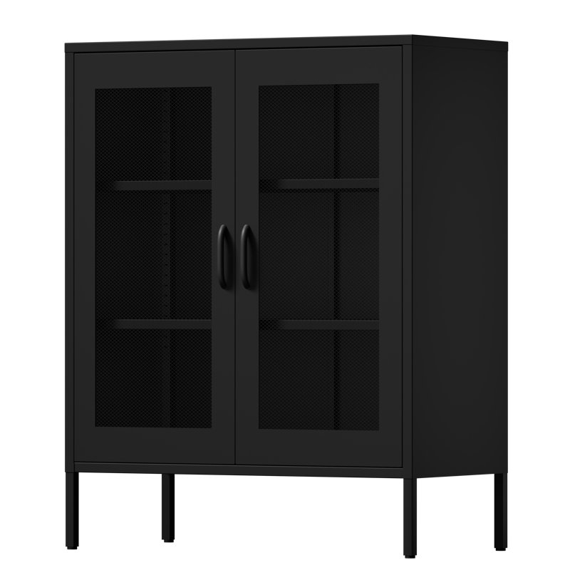 31.5'' Wide 3 - Shelf Storage Cabinet, Black