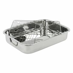 Shallow Roasting Pan with Foldable/Removable Rack, 17 5/8 x 14 1/2, Black