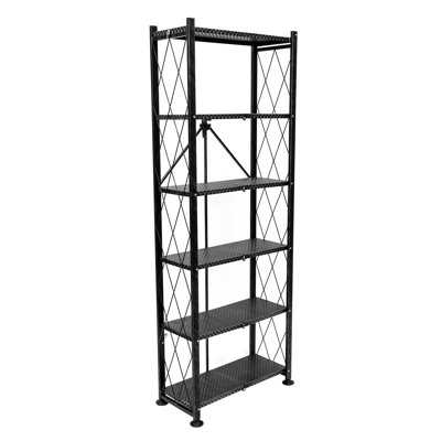 Foldable 6-Shelf Classic Stamped Steel Bookcase