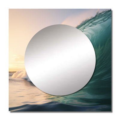 Birthel - Turquoise Power Of Ocean Wave IV Coastal Large Square Mirror Wall Decor For Bedroom