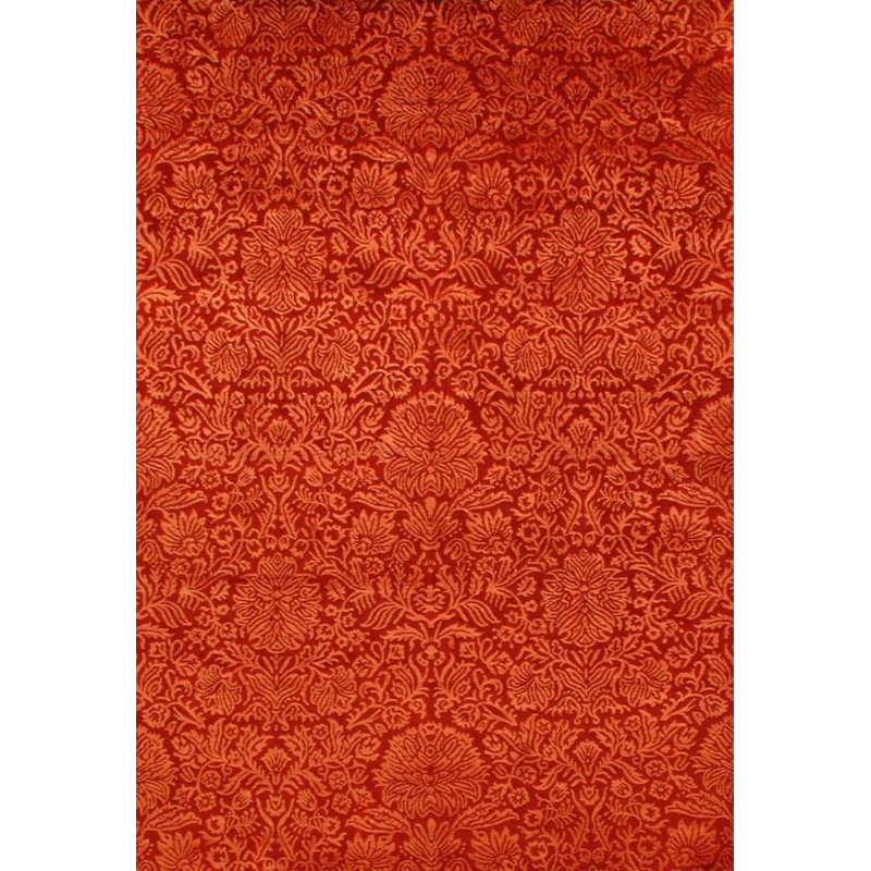 Indian Floral Area Rug in Red