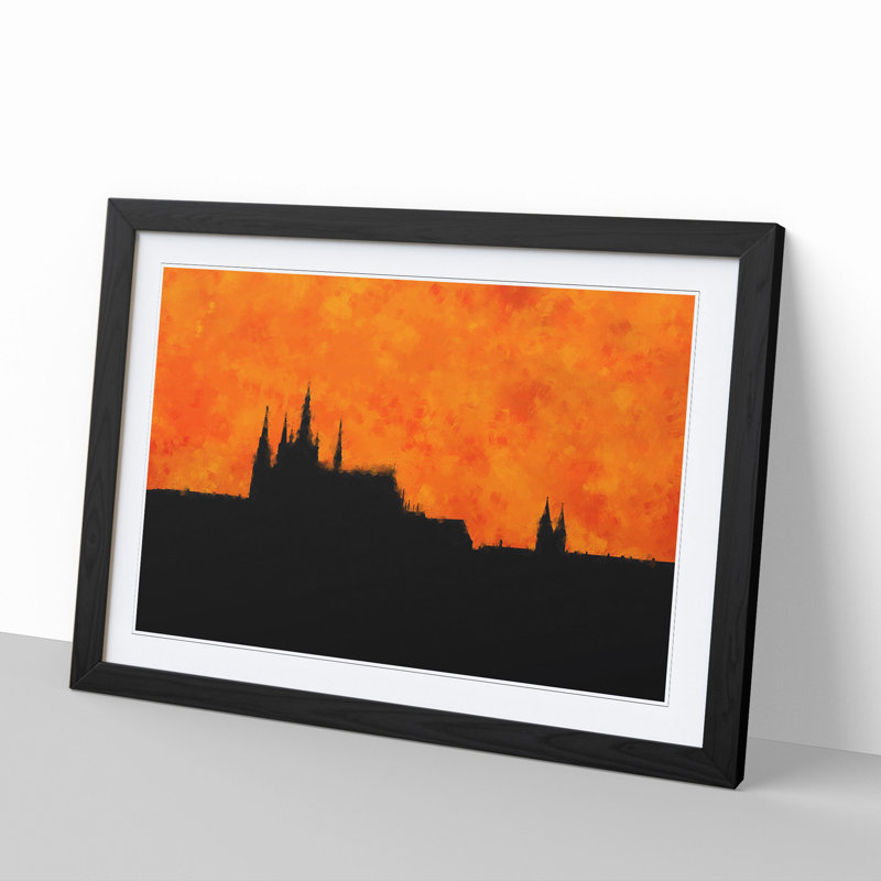 Prague Castle - Picture Frame Painting, Black Framed, 27cm H x 36cm W x 2cm D