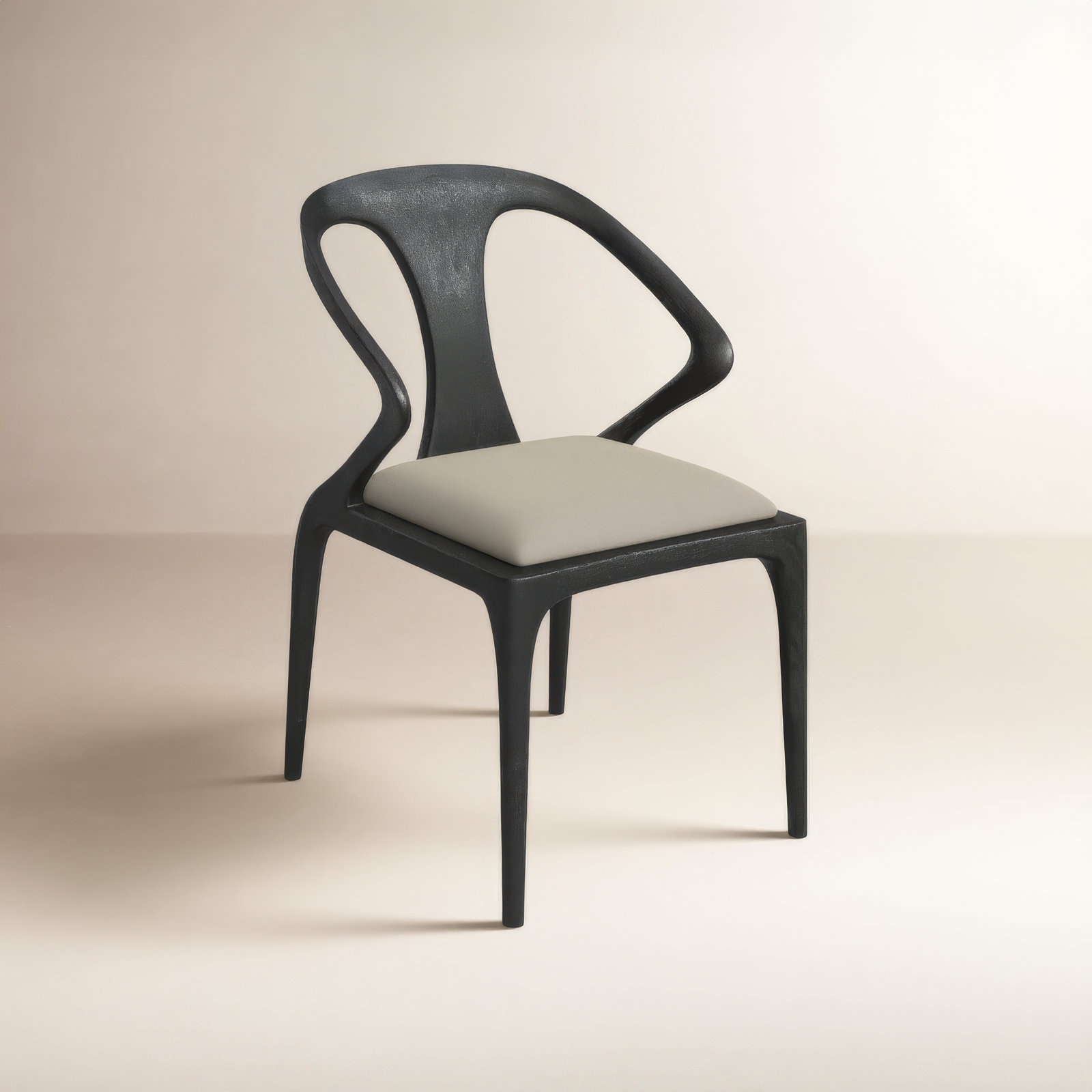 Downham Solid Wood Upholstered Dining Chair, Black Ash, Gray
