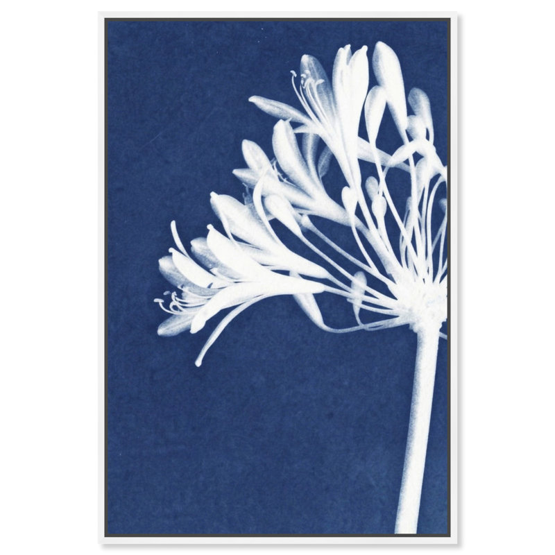 Cyan Bloom Print by Oliver Gal, 11"H x 16"W, White Floater Frame