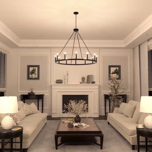 Avalee 9 - Light Dining Room Steel Dimmable Wagon Wheel Chandelier UL Certified