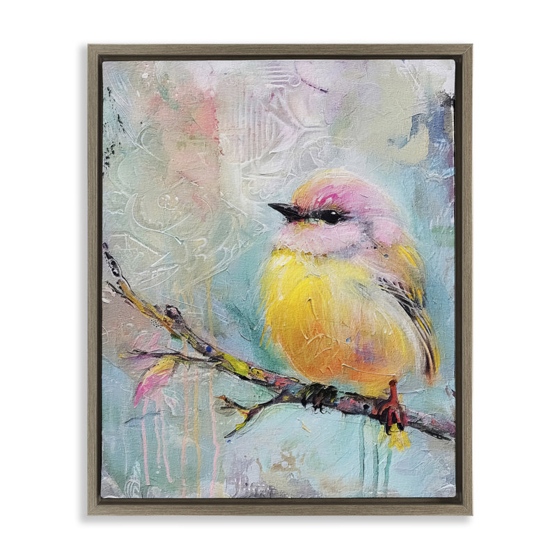  Soft Pastel Bird Floater Canvas Wall Art by RileyB, H 21 po x l 17 po, Cadre flottant orme Montalcino