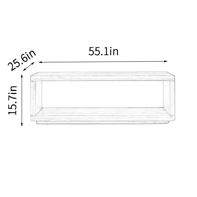 American rectangular coffee table, 15.7" H x 55.1" L x 25.6" W