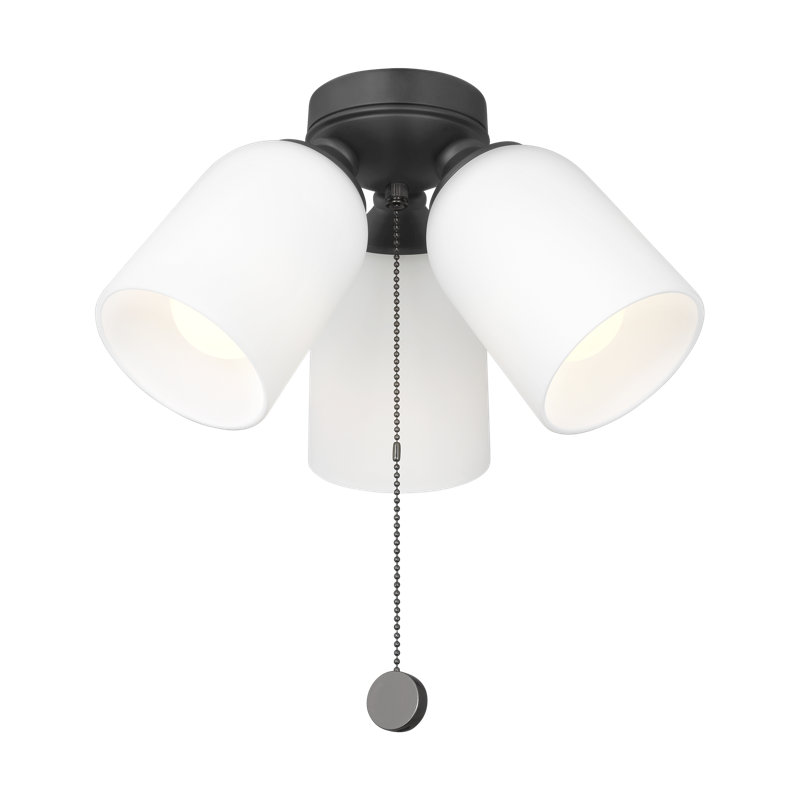 Visual Comfort Fan 3-light Dimmable Emile Ceiling Fan Light Kit in Midnight Black finish, Midnight Black