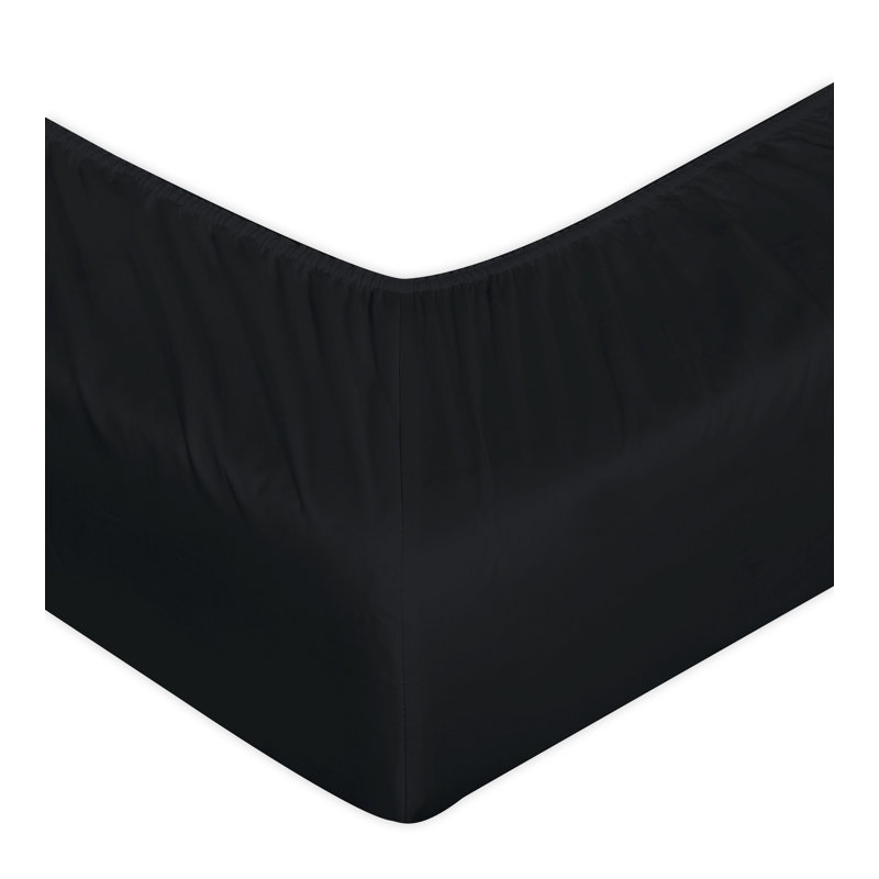 Pelletier 200 Thread Count Polyester Fitted Sheet, Soft & Durable Bed Sheet, Super King (6'), Black