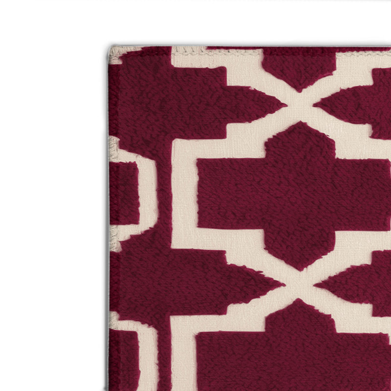Trellis Red Indoor and Outdoor Area Rug, Rectangle 4' x 6'