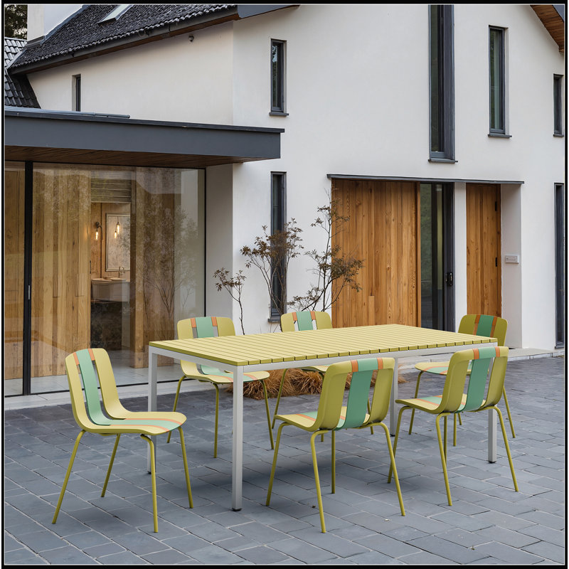 4-Pack Modern Striped Color Block Chairs with Sturdy Metal Legs for Indoor/Outdoor Use