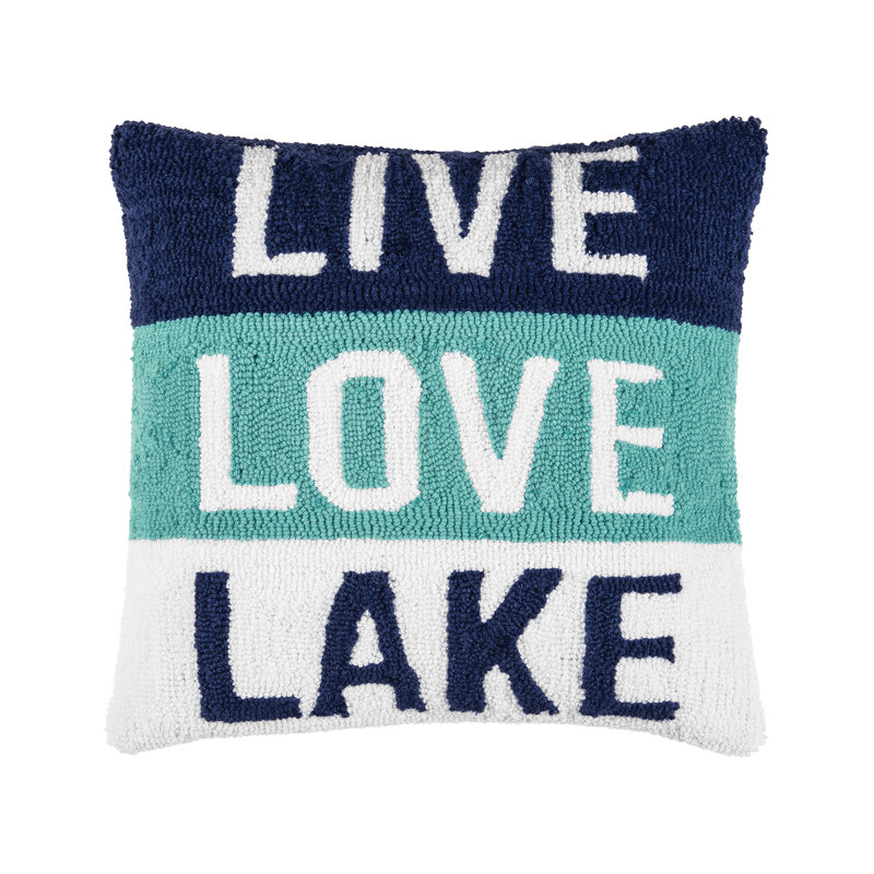 Live Love Lake Hooked Throw Pillow