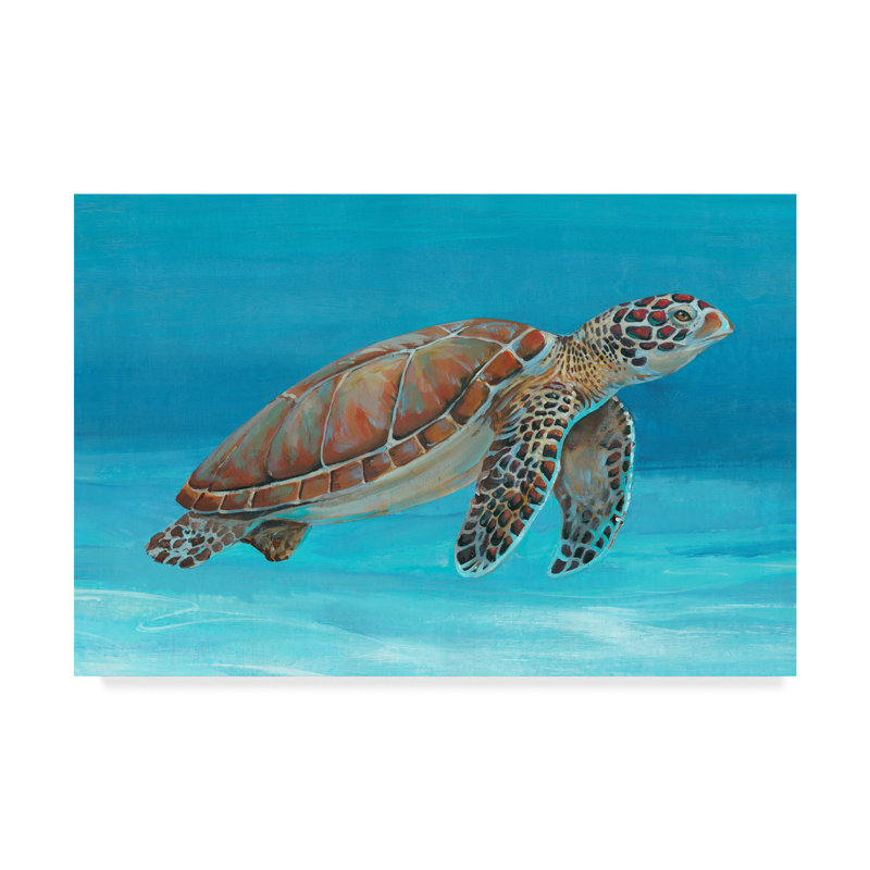 « ocean sea turtle i », reproduction de peinture à l’acrylique sur toile tendue, H 16 po x l 24 po x P 2 po