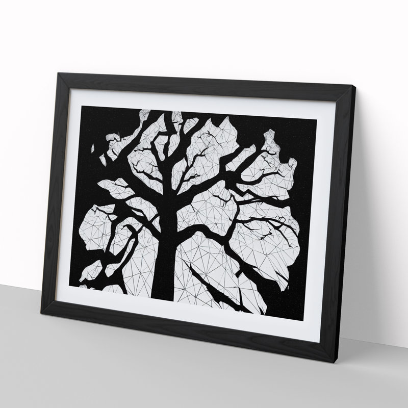Mystical Tree - Single Picture Frame Print, Black, 46cm H x 64cm W