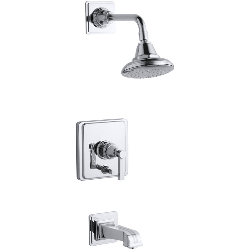 Pinstripe Rite-Temp Pressure-Balancing Bath and Shower Faucet Trim, Valve Not Included, Nickel brossé éclatant