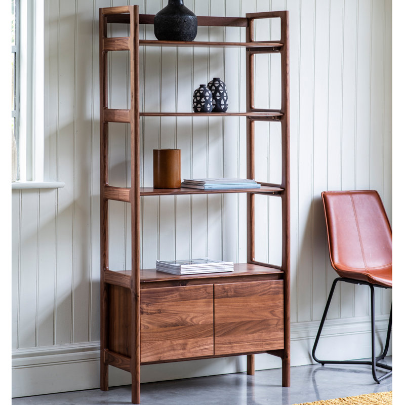 Joe 172.5cm H x 80cm W Solid Wood Etagere Bookcase, Walnut