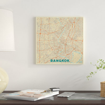 " Bangkok Retro Urban Blueprint Map " by Hubert Roguski