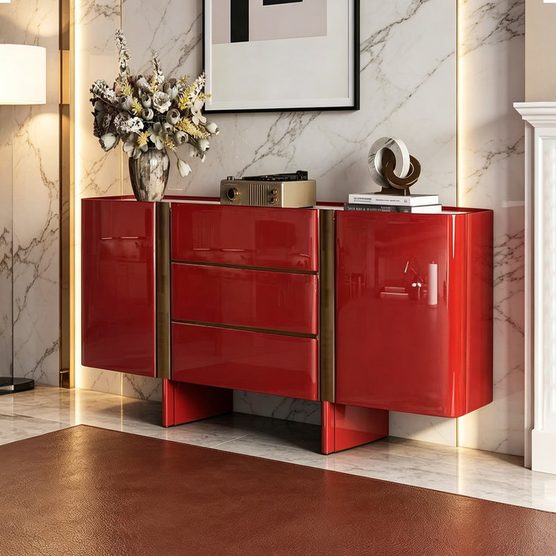 Buffet Modern, H 35,43 po x l 62,99 po x P 15,75 po, Rouge
