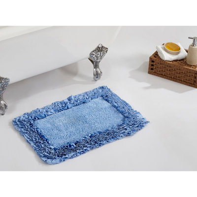 Aveliss 100% Cotton Tufted Bath Rug with Spray Latex Backing Machine Washable Luxurious Ruffle Border Ultra Soft and Absorbent Bathroom Rug