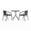 Table carrée en verre métallique de 23,5 po avec 2 chaises empilables en rotin Boswell