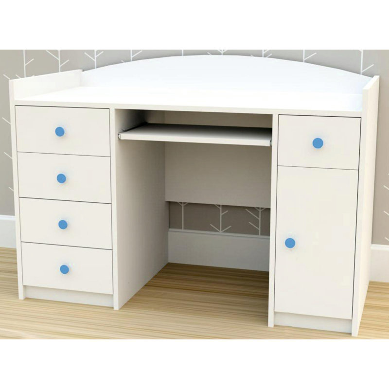 Pledger 125cm Computer Table, White/Blue