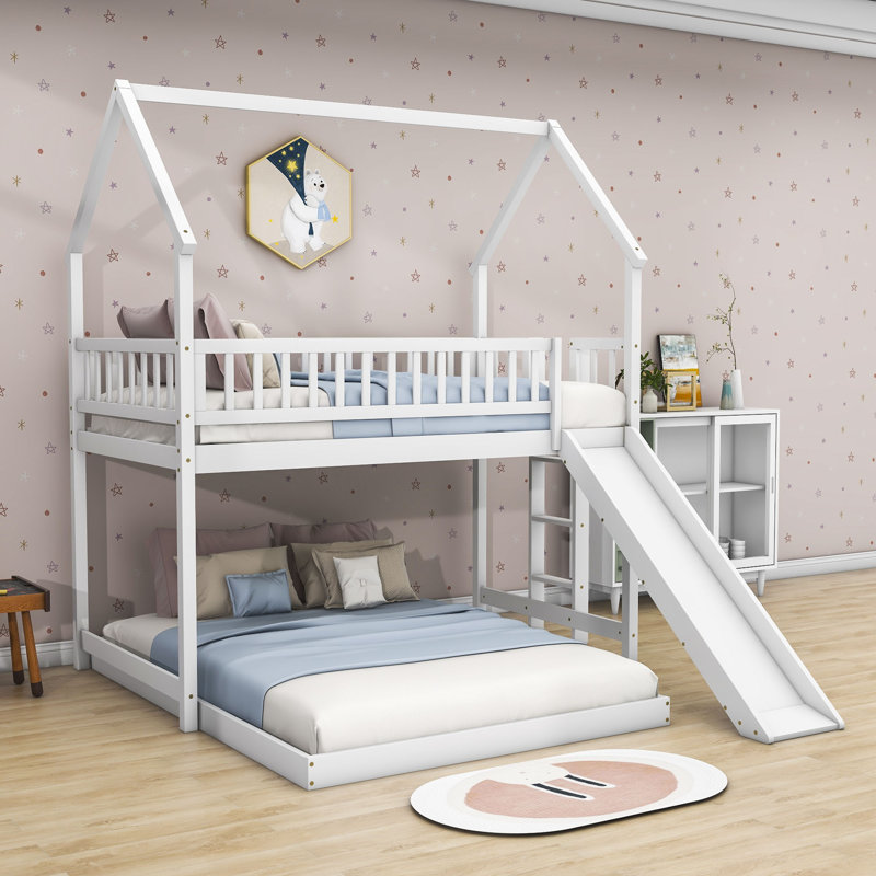 Sceinnker Kids Twin Over Full Bunk Bed, White