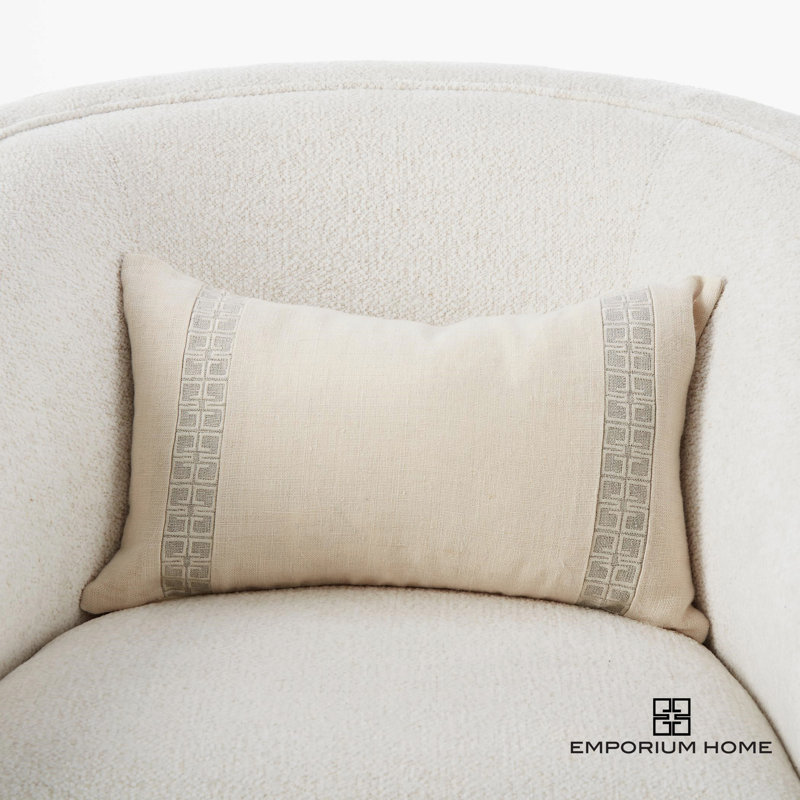 Emporium Home Linen Lumbar Pillow Cover & Insert, Cream