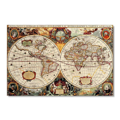 Nova Totivs Terrarvm Orbis, Antique Hendrik Hondius 1630 World Map, Acrylic Graphic Wall Art