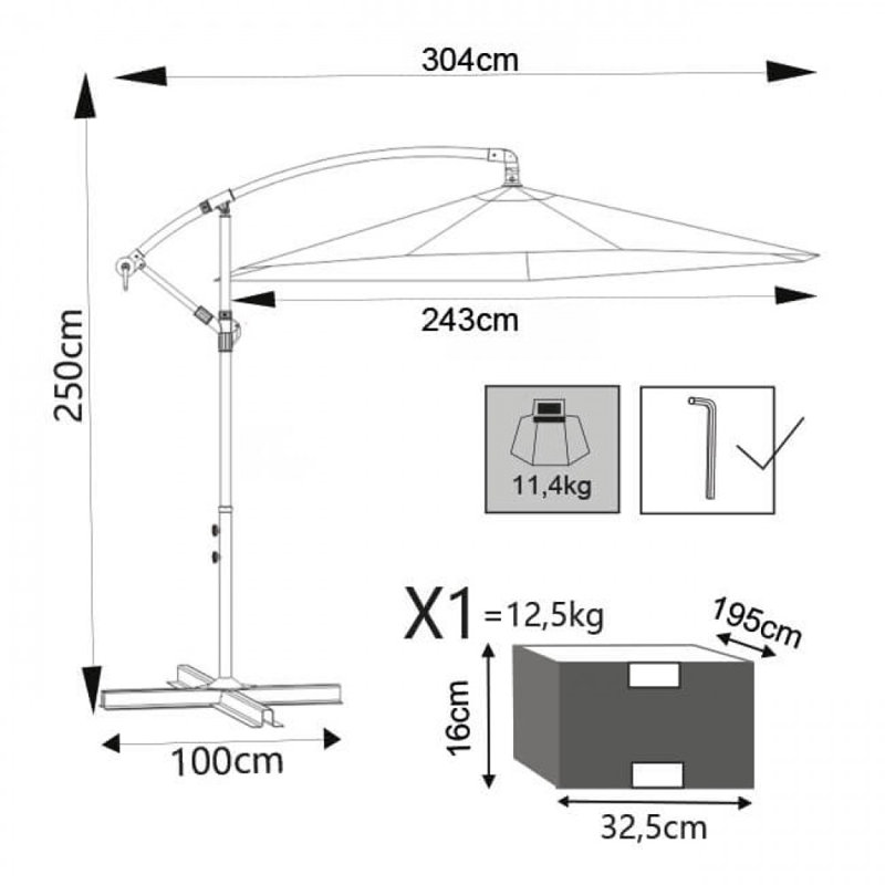 Annitta 304cm Cantilever Parasol