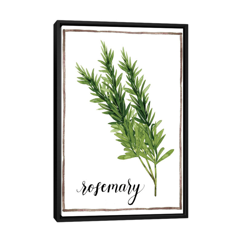 « aquarelle herbes v », impression sur toile, H 26 po x l 18 po x P 1,5 po, Toile avec cadre noir, Pas de tapis