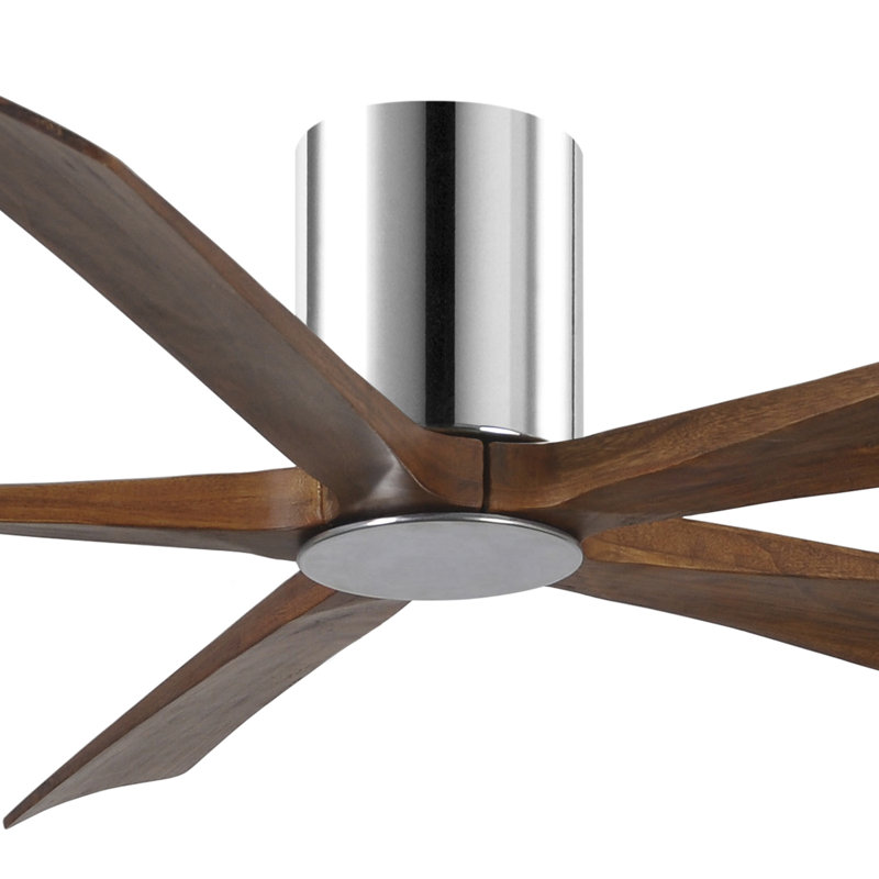 Irene Flushmount Light Kit 5 Blade LED Ceiling Fan, Polished Chrome, Walnut Tone, 60"