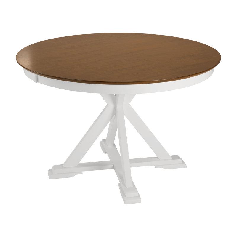 Sterling 45W Transitional Round Trestle Dining Table, White