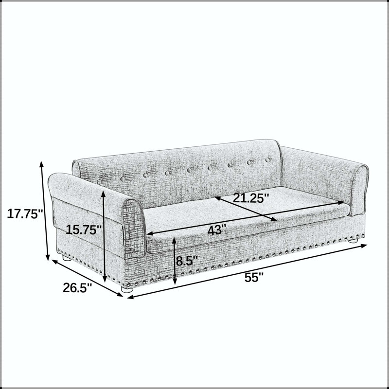 Canapé-lit surdimensionné pour chien surdimensionné avec dossier et accoudoirs pour chiens de grande taille (vert olive)